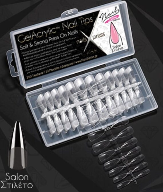 NailsXpress™ full cover soft tips 240τμχ GelAcrylic™ shalon shape: Στιλέτο