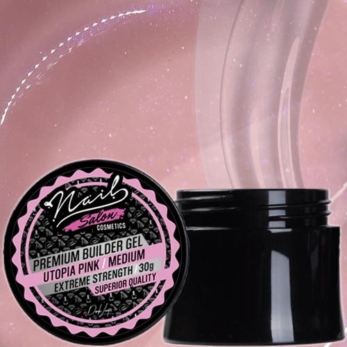 Premium Builder Gel 30g / Utopia (Milky Pink Glitter) – Medium