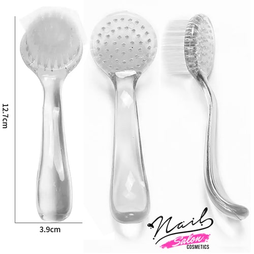 Round Manicure Dusting and Cleaning Brush - Clear / Transparent - Image 2