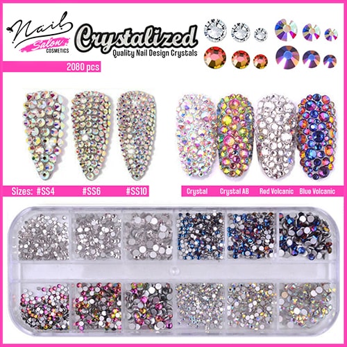 Crystalized quality crystals for nail decoration - 2080 pcs - Image 2