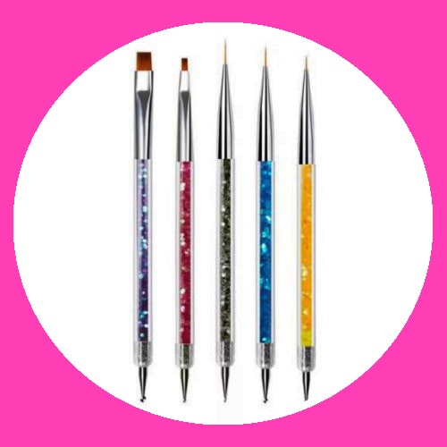 Professional Manicure & Nail Art Brushes – Set of 5 Dotting Brushes 2 in 1