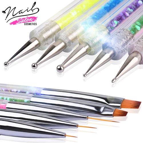 Professional Manicure & Nail Art Brushes – Set of 5 Dotting Brushes 2 in 1 - Image 3