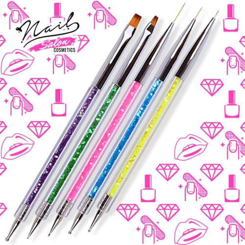 Professional Manicure & Nail Art Brushes – Set of 5 Dotting Brushes 2 in 1 - Image 4