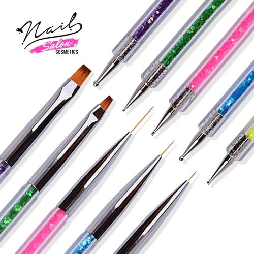 Professional Manicure & Nail Art Brushes – Set of 5 Dotting Brushes 2 in 1 - Image 2