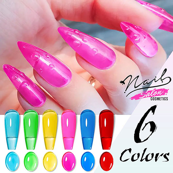 Clear Glass Color Gel FX Set – Nail Salon Cosmetics 6pcs X 5ml - Image 2